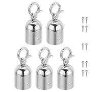 PATIKIL 1.6"x3.7" Stanchion Rope End Stopper, 5 Pack Cord End Caps Barrier Rope End Cap Snap Hooks for Crowd Control Queue Divider, Silver