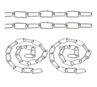 PATIKIL 1.6ft SUS304 Stainless Steel Chain, 2Pcs 3mm Metal Chain Link 0.5 Meter Small Light Duty for Home Outdoor Camping Hanging Pet Plant, Silver