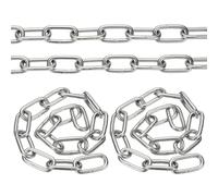 PATIKIL 1.6ft SUS304 Stainless Steel Chain, 2Pcs 5mm Metal Chain Link 0.5 Meter Small Light Duty for Home Outdoor Camping Hanging Pet Plant, Silver