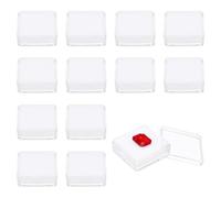 PATIKIL 1.6x1.6x0.6 Inch Gemstone Display Box, 12 Pcs Transparent Acrylic Square Diamond Storage Boxes Jewelry Container with Sponge for Gems Diamonds Coin Pins Badges Bare Stone (White)