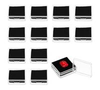 PATIKIL 1.6x1.6x0.6 Inch Gemstone Display Box, 12 Pcs Transparent Acrylic Square Diamond Storage Boxes Jewelry Container with Sponge for Gems Diamonds Coin Pins Badges Bare Stone (Black)