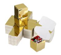 PATIKIL 1.6x1.6x1.6" Small Gift Boxes Bulk with Lid, 100 Pack Mini Square Foldable Cardboard Paper Present Box for Earring Ring Jewelry, Wedding Party Favor, Birthday, Gold