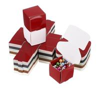 PATIKIL 1.6x1.6x1.6" Small Gift Boxes Bulk with Lid, 50 Pack Mini Square Foldable Cardboard Paper Present Box for Earring Ring Jewelry, Wedding, Birthday, Black/White/Kraft/Red/Green