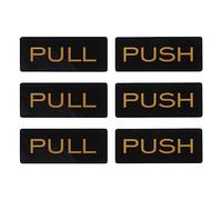 PATIKIL 1.6x3.9" Push Pull Door Sign, 3 Pairs Acrylic Self-Adhesive Back Sign Door Sticker Sign for Office Store Business Cafes Shops, Black/Gold Tone