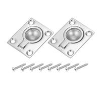 PATIKIL 1-7/8"x1-1/2 Flush Pull Ring Handles, 2 Pcs 316 Stainless Steel Square Recessed Door Pull Hidden Boat Hatch Latch with Screws for Marine Yacht Furniture, Silver