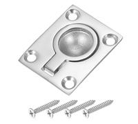 PATIKIL 1-7/8"x1-1/2 Flush Pull Ring Handles, Marine Grade 316 Stainless Steel Square Recessed Door Pull Hidden Boat Hatch Latch with Screws for Marine Yacht Furniture, Silver
