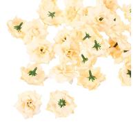 PATIKIL 1.77 Inch Artificial Roses Head, 50 Pcs Fake Flowers Wedding Faux Flower Wall DIY Crafts Bridal Shower Bouquet Home Housewarming Decor Decoration, Beige