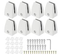 PATIKIL 1.7x1.1x2.4" Desk Divider Support Clamp, 8 Pcs Aluminum Desk Shield Clamp Desk Divider Partition Sneeze Guard Bracket for Office Home Desk Panel, Matte White
