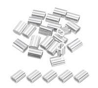 PATIKIL 1/8" / 3 mm Aluminum Crimping Loop Sleeves, 20Pcs Cable Crimp Ferrules Wire Rope Sleeves Loops for Rigging Railing, Silver Tone