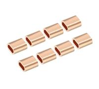 PATIKIL 1/8"/3mm Wire Rope Crimping Loop Sleeve, 10 Pack Copper Single Oval Hole Cable Crimps for Wire Rope Cable Ferrule, Golden