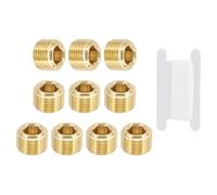 PATIKIL 1/8" BSP Male Pipe Plug Fitting, 10Pcs Brass Hex Counter Sunk Plug Brass Male Connector Socket for Closing The End of Pipe Industrial Machinery Fittings