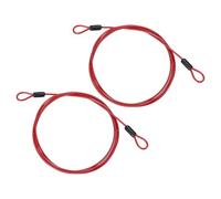 PATIKIL 1/8" Dia Vinyl Coated Stainless Steel Cable with Loops, 2 Pcs 6.6ft (79") Flexible Wire Rope Security Chain Lanyard Lock for Outdoor Stage Lighting Luggage Lock, Red