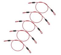 PATIKIL 1/8" Dia Vinyl Coated Stainless Steel Cable with Loops, 5 Pcs 2 ft (20") Flexible Wire Rope Security Chain Lanyard Lock for Outdoor Stage Lighting Luggage Lock, Red