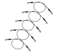 PATIKIL 1/8" Dia Vinyl Coated Stainless Steel Cable with Loops, 5 Pcs 2 ft (20") Flexible Wire Rope Security Chain Lanyard Lock for Outdoor Stage Lighting Luggage Lock, Black
