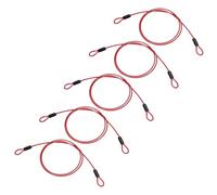 PATIKIL 1/8" Dia Vinyl Coated Stainless Steel Cable with Loops, 5 Pcs 3 ft (39") Flexible Wire Rope Security Chain Lanyard Lock for Outdoor Stage Lighting Luggage Lock, Red