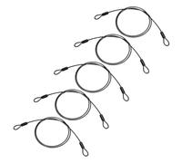 PATIKIL 1/8" Dia Vinyl Coated Stainless Steel Cable with Loops, 5 Pcs 3 ft (39") Flexible Wire Rope Security Chain Lanyard Lock for Outdoor Stage Lighting Luggage Lock, Black