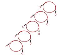 PATIKIL 1/8" Dia Vinyl Coated Stainless Steel Cable with Loops, 5 Pcs 4 ft (47") Flexible Wire Rope Security Chain Lanyard Lock for Outdoor Stage Lighting Luggage Lock, Red