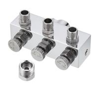 PATIKIL 1/8 Inch Air Brush Splitter, 3 Way Metal Air Hose Splitter with Adjust Knob Valve, 1/4" BSP Female to 1/8" BSP Male for Air Compressor Regulation, Silver