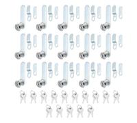 PATIKIL 1/8 Inch Cabinet Locks with Keys, 15 Pack Zinc Alloy Cam Lock Cylinder RV Lock Set Key Different for Cabinet RV Drawer Storage Door Tool Box, Silver