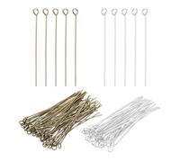 PATIKIL 1.8 Inch Eye Pins, Jewelry Making Headpins Straight Pins Findings Bendable for DIY Craft Bracelet Necklace Earring Pendant Making Supplies-400Pcs(Silver Bronze)