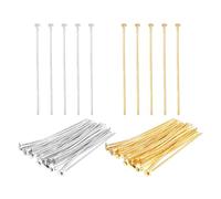 PATIKIL 1.8 Inch Flat Head Pins, Jewelry Making Headpins Straight Pins Findings Bendable for DIY Craft Bracelet Necklace Earring Pendant Making Supplies-400Pcs(Silver Gold)