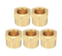 PATIKIL 1/8" NPT Female Brass Pipe Fitting Cap, 5Pcs Hex Head Brass Tubing Cap Thread Ends Cap Sealing Fittings for Refrigeration, Gas, Air, Water, Oil Line, Brass Tone