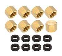 PATIKIL 1/8" NPT Female Brass Pipe Fitting Cap Set, 8Pcs Outer Hex Thread Socket Plug Ends Sealing Cap Stop Valve Connector with Rubber Gasket for Faucets Tap Irrigation System