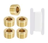PATIKIL 1/8" NPT Male Pipe Plug Fitting, 3Pcs Brass Hex Counter Sunk Plug Brass Male Connector Socket for Closing The End of Pipe Industrial Machinery Fittings