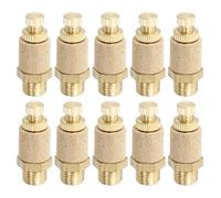 PATIKIL 1/8" PT Brass Pneumatic Muffler, 10 Pcs Adjustable Sintered Exhaust Air Compressor Muffler Filters Solenoid Valve Fitting for Valves Cylinders Oil Tanks Air Tools, Golden