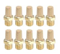 PATIKIL 1/8" PT Brass Pneumatic Muffler, 10 Pcs Protruding Sintered Exhaust Air Compressor Muffler Filters Solenoid Valve Fitting for Valves Cylinders Oil Tanks Air Tools, Golden