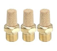 PATIKIL 1/8" PT Brass Pneumatic Muffler, 3 Pcs Protruding Sintered Exhaust Air Compressor Muffler Filters Solenoid Valve Fitting for Valves Cylinders Oil Tanks Air Tools, Golden