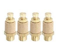 PATIKIL 1/8" PT Brass Pneumatic Muffler, 4 Pcs Adjustable Sintered Exhaust Air Compressor Muffler Filters Solenoid Valve Fitting for Valves Cylinders Oil Tanks Air Tools, Golden