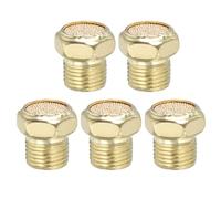 PATIKIL 1/8" PT Brass Pneumatic Muffler, 5 Pcs Flat Sintered Exhaust Air Compressor Muffler Filters Solenoid Valve Fitting for Valves Cylinders Oil Tanks Air Tools, Golden