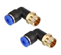 PATIKIL 1/8" Push to Connect Fitting 2 Pack Connect 4mm Tubing Blue | PT Male Thread,90 Degree,Elbow and Straight Combination Air Tube Fitting,Pneumatic Quick Connect Adapter