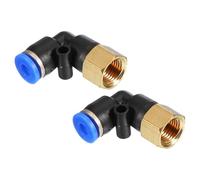 PATIKIL 1/8" Push to Connect Fitting, 2 Pack PT Female Thread 90 Degree Connect 4mm Tubing Elbow and Straight Combination Air Tube Fitting Pneumatic Quick Connect Adapter, Blue