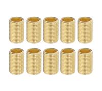 PATIKIL 1/8IP Standard Thread Brass Lamp Pipe Nipple, 10 Pcs 15mm/ 0.6" Length Hollow Tube Adapter Coupler Connector Pipe Fitting Hardware DIY Repair Part for Lamp Lights