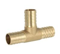 PATIKIL 1" Brass Tee Hose Barb Fitting, 3 Ways Union Intersection T Shape Barbed Split for Air Water Fuel Gas Liquid, Golden