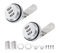 PATIKIL 1" Combination Cam Lock, 2 Pcs File Cabinet Locks with Combination Password Coded Cabinet Locks with Cylinder Chrome for 0.4-0.8" Thick Wood Drawer Mailbox Filing Cabinet, Silver