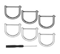 PATIKIL 1" D-Rings Screw in Shackle, 8 Pcs Horseshoe U Shape D Ring Zinc Alloy Semicircle Buckles Replacement for Purse Keychain Collar Accessories Craft, Silver/Black