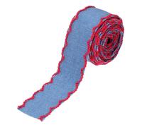 PATIKIL 1" Denim Ribbon, 4 Yard Layering Jean Fabric Craft Wavy Edge Strip for Bow DIY Making Hair Clip Garment Sewing Decorations, Red