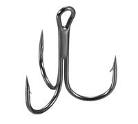 PATIKIL 1# Fishing Treble Hooks, 10Pcs 3X Strong Treble Fish Hook High Carbon Steel Fishing Hooks Round Bend Barbed for Freshwater Saltwater, Black