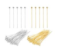 PATIKIL 1 Inch Ball Pins, Jewelry Making Headpins Straight Pins Findings Bendable for DIY Craft Bracelet Necklace Earring Pendant Making Supplies-400Pcs(Silver Gold)