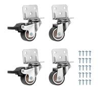 PATIKIL 1 Inch Caster Wheels, 4 Pcs Swivel Casters (2 Brake & 2 Swivel) with L-Bracket 22 Lb Capacity Per Caster for Furniture Office Chairs Carts and Cabinets, Brown