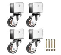 PATIKIL 1 Inch Caster Wheels, 4 Pcs Swivel Casters with 0.7" U Bracket Opening 55 Lb Capacity Per Caster for Furniture Office Chairs Carts and Cabinets, Brown
