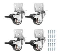 PATIKIL 1 Inch Caster Wheels, 4 Pcs Swivel Casters with Break L-Bracket 22 Lb Capacity Per Caster for Furniture Office Chairs Carts and Cabinets, Brown