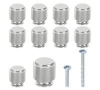 PATIKIL 1 Inch Dia. Cabinet Knobs, 10pcs Knurled Drawer Round Pulls Handle Solid Hardware for Dresser Wardrobe Kitchen Cupboard, Nickle Color