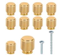 PATIKIL 1 Inch Dia. Cabinet Knobs, 10pcs Knurled Drawer Round Pulls Handle Solid Hardware for Dresser Wardrobe Kitchen Cupboard, Gold Tone