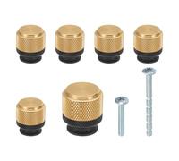 PATIKIL 1 Inch Dia. Cabinet Knobs, 6pcs Knurled Drawer Round Pulls Handle Solid Hardware for Dresser Wardrobe Kitchen Cupboard, Black/Gold