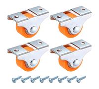 PATIKIL 1 Inch Fixed Caster Wheels, Nylon Ball Bearing Small Non-Swivel Casters Wheels with Metal Top Plate for Furniture Drawers Storage Bins DIY Project - 4pcs (Orange)