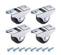 PATIKIL 1 Inch Fixed Caster Wheels, Nylon No Bearing Small Non-Swivel Casters Wheels with Metal Top Plate for Furniture Drawers Storage Bins DIY Project - 4pcs (Black)